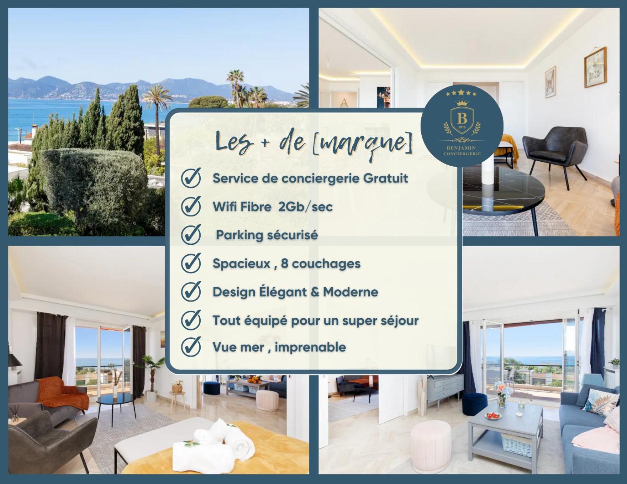 Suite Riviera - Sea View - Clim - 50M Plage - Residence De Standing - Spacieux 180 M2 - Parking 戛纳 外观 照片